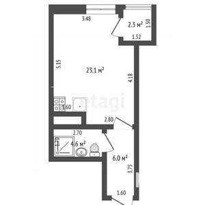 Студия квартира, вторичка, 37м2, 2/16 этаж