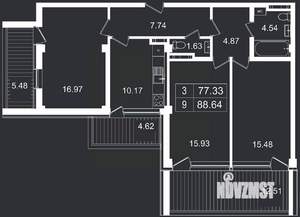 3-к квартира, вторичка, 89м2, 2/8 этаж