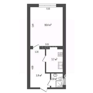 1-к квартира, вторичка, 22м2, 2/2 этаж