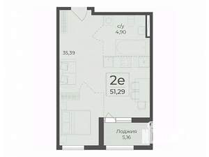 Студия квартира, вторичка, 51м2, 4/15 этаж