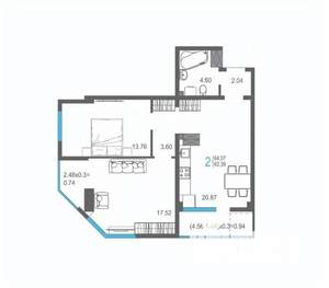 2-к квартира, вторичка, 64м2, 13/17 этаж