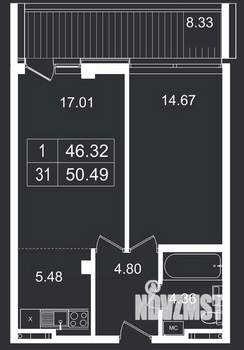 2-к квартира, вторичка, 50м2, 6/8 этаж
