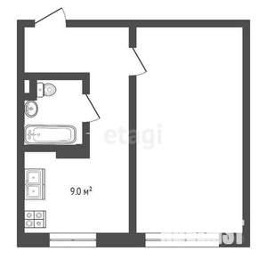 1-к квартира, вторичка, 40м2, 7/9 этаж