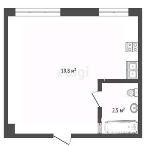 1-к квартира, вторичка, 24м2, 6/6 этаж