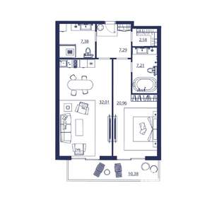 2-к квартира, вторичка, 88м2, 4/8 этаж