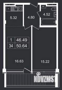 2-к квартира, вторичка, 51м2, 6/8 этаж