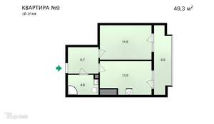 1-к квартира, сданный дом, 49м2, 2/8 этаж