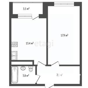 1-к квартира, вторичка, 46м2, 6/8 этаж