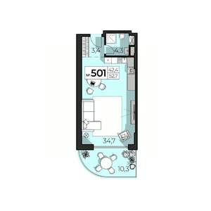 2-к квартира, строящийся дом, 53м2, 5/6 этаж