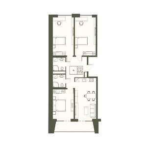 3-к квартира, строящийся дом, 102м2, 4/22 этаж