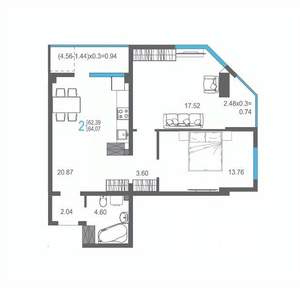 2-к квартира, строящийся дом, 64м2, 13/17 этаж