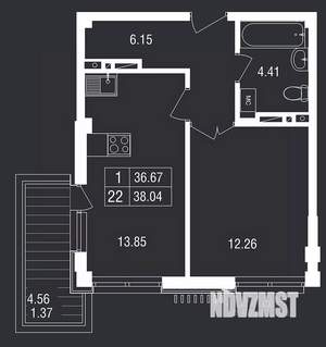 1-к квартира, вторичка, 38м2, 3/8 этаж