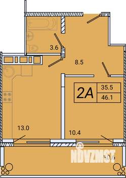 1-к квартира, вторичка, 46м2, 8/8 этаж