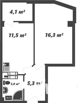 1-к квартира, вторичка, 41м2, 1/12 этаж