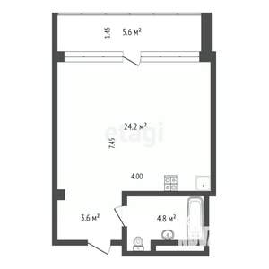 Студия квартира, вторичка, 38м2, 5/7 этаж