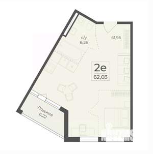 2-к квартира, вторичка, 62м2, 7/18 этаж