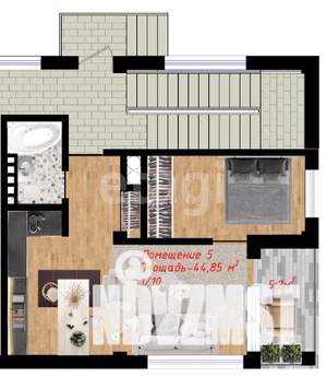 1-к квартира, вторичка, 45м2, 2/3 этаж