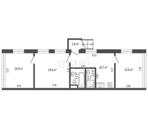 3-к квартира, вторичка, 115м2, 3/3 этаж