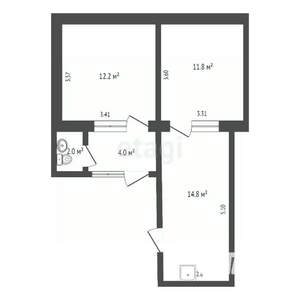 2-к квартира, вторичка, 45м2, 1/2 этаж