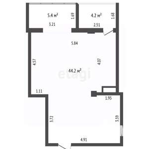 2-к квартира, вторичка, 52м2, 4/6 этаж