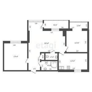 3-к квартира, вторичка, 78м2, 8/9 этаж