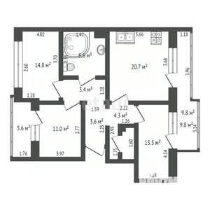 3-к квартира, вторичка, 95м2, 1/9 этаж