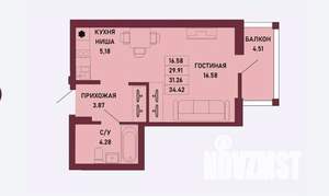 Студия квартира, вторичка, 31м2, 8/16 этаж