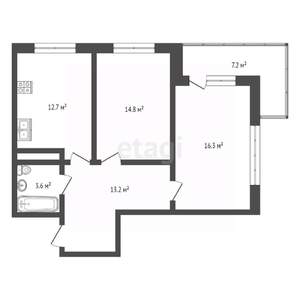 3-к квартира, вторичка, 68м2, 6/8 этаж