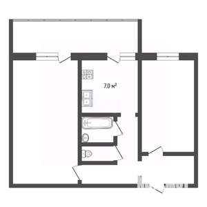 2-к квартира, вторичка, 51м2, 5/5 этаж