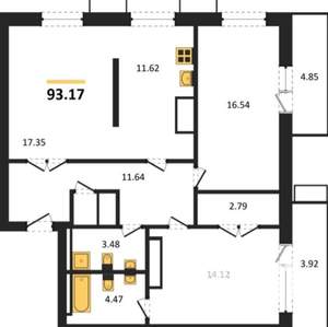 2-к квартира, вторичка, 93м2, 15/17 этаж