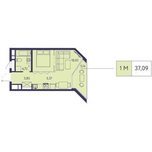 1-к квартира, вторичка, 37м2, 9/20 этаж
