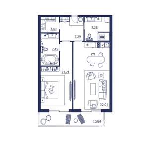 2-к квартира, вторичка, 90м2, 6/8 этаж