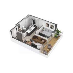 1-к квартира, строящийся дом, 48м2, 8/11 этаж
