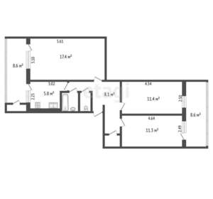 3-к квартира, вторичка, 77м2, 4/5 этаж