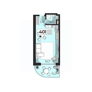 2-к квартира, вторичка, 53м2, 4/6 этаж