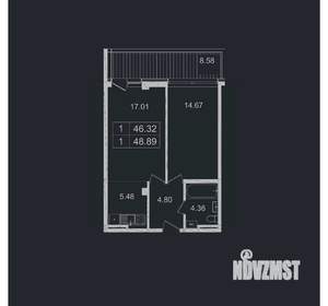 2-к квартира, вторичка, 49м2, 7/8 этаж