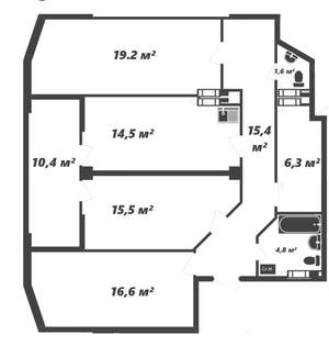 3-к квартира, вторичка, 76м2, 9/12 этаж