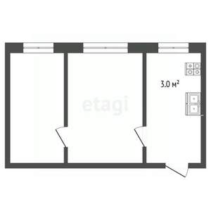 2-к квартира, вторичка, 33м2, 1/4 этаж