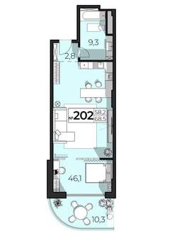 2-к квартира, вторичка, 69м2, 3/6 этаж