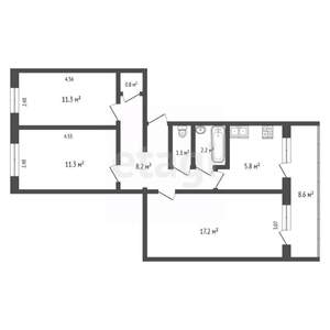 3-к квартира, вторичка, 60м2, 5/6 этаж
