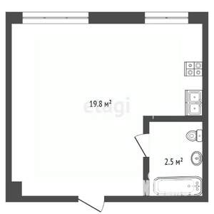 1-к квартира, вторичка, 20м2, 6/6 этаж
