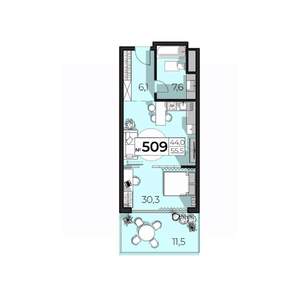 2-к квартира, строящийся дом, 56м2, 5/6 этаж