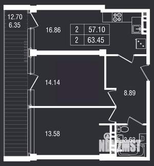 2-к квартира, вторичка, 63м2, 2/8 этаж