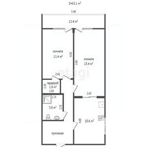 2-к квартира, вторичка, 63м2, 4/8 этаж