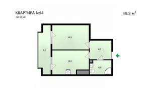 1-к квартира, строящийся дом, 49м2, 2/7 этаж