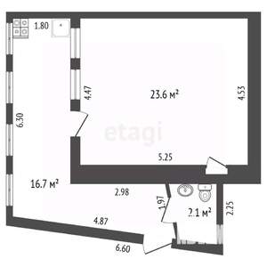 2-к квартира, вторичка, 42м2, 2/2 этаж
