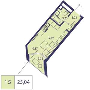 Студия квартира, вторичка, 25м2, 13/20 этаж