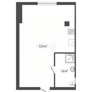 Студия квартира, вторичка, 34м2, 3/8 этаж