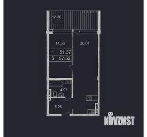 1-к квартира, вторичка, 58м2, 6/8 этаж