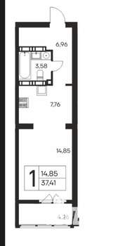 Студия квартира, вторичка, 38м2, 11/21 этаж